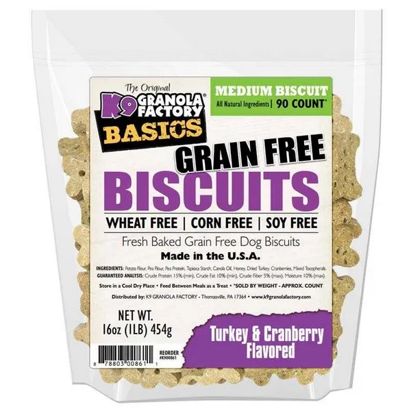 1 Lb K-9 Granola Factory Medium Simply Biscuits Grain Free Turkey & Cranberry - Dog/Cat Supplements